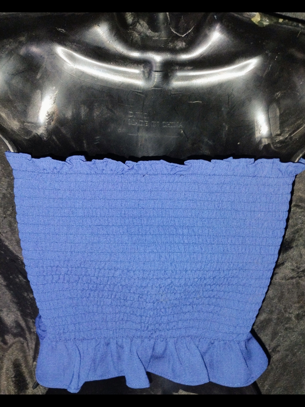 Blue Strapless Cropped Smocked Top Sz Sm - Picture 3 of 5